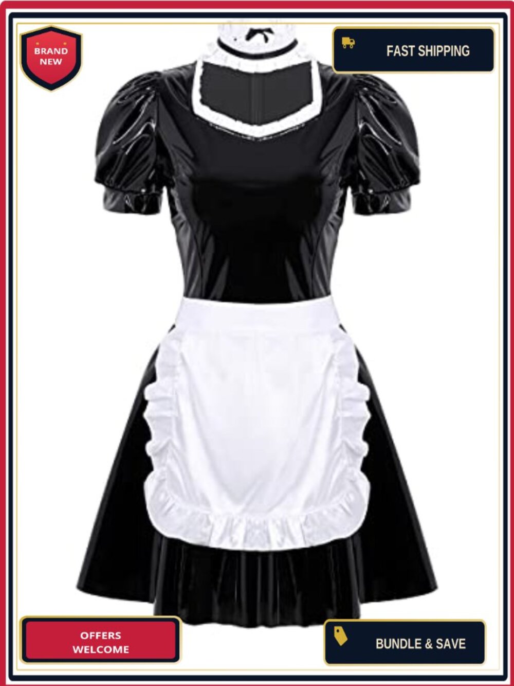 Maid Cosplay Dress French Maid Outfit with Apron Choker Halloween Costume